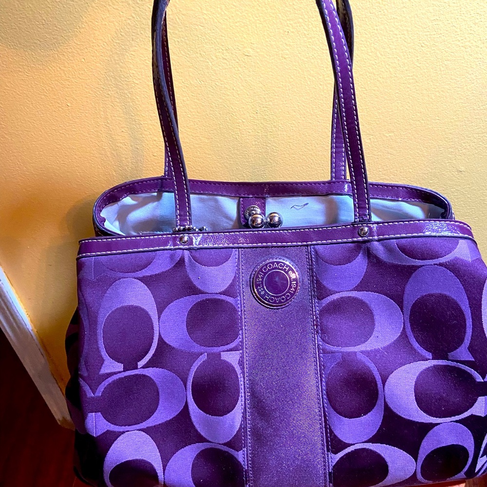 Coach tote purple cloth